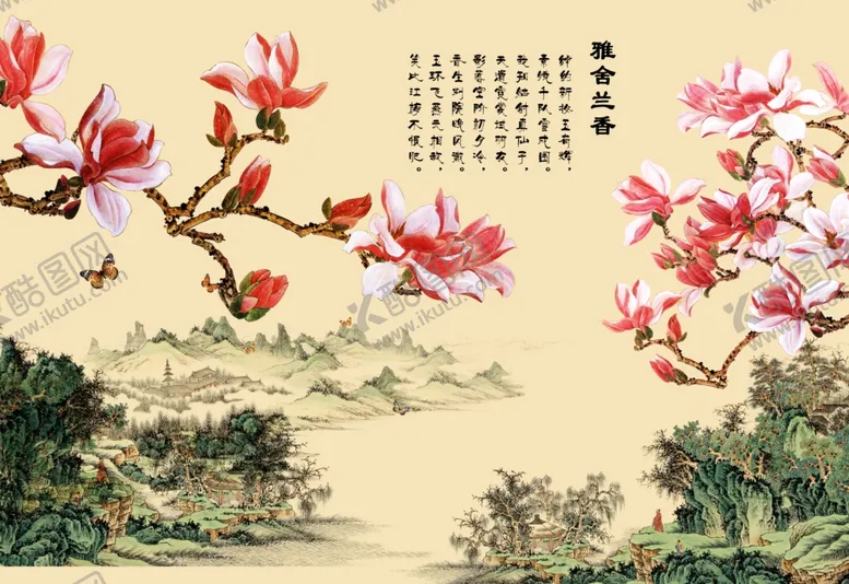 编号：44384407010332142822【酷图网】源文件下载-花鸟背景墙