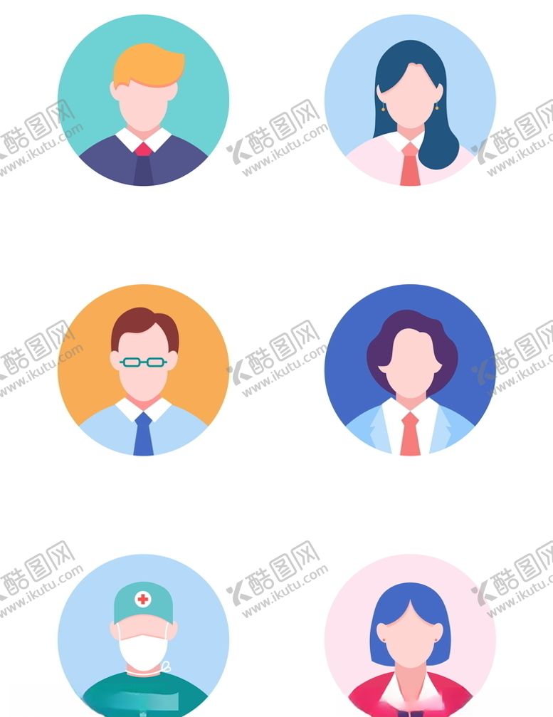 编号：14821705172051317824【酷图网】源文件下载-卡通手绘职业企业商务金融头像