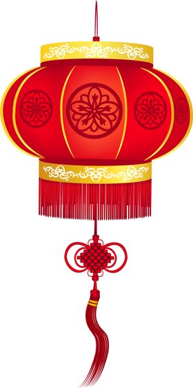 喜庆灯笼春国迎客松