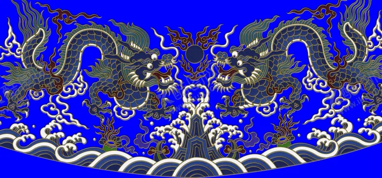编号：36675905050955518882【酷图网】源文件下载-龙纹刺绣龙龙海水江崖纹