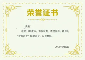 荣誉证书获奖模板内页培训模板公司
