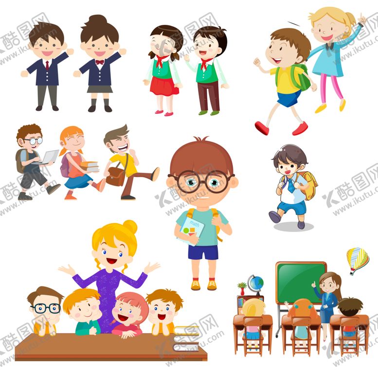 编号：31922610291501091125【酷图网】源文件下载-幼儿园卡通小学生