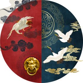 新中式古典国潮宫殿复古宫装饰画