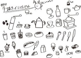 手绘厨房用品图案集合