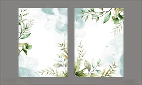 水彩树叶邀请函贺卡请柬背景