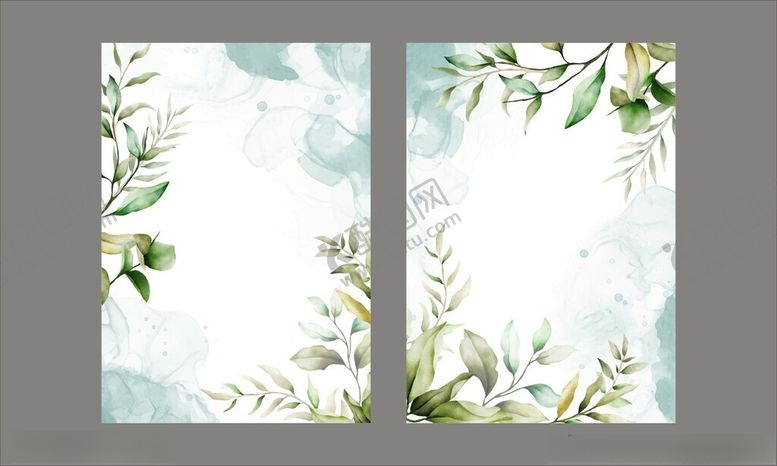 编号：98849311220150019143【酷图网】源文件下载-水彩树叶邀请函贺卡请柬背景