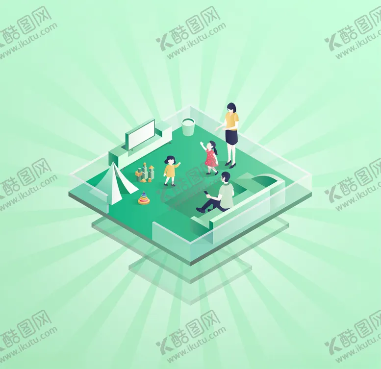 编号：45480606181523217099【酷图网】源文件下载-2.5D商务插画场景-家庭