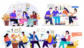 商务人物办公男女集体