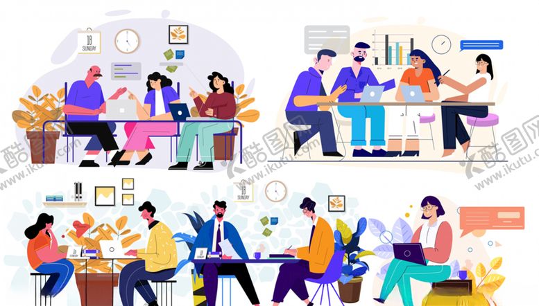 编号：74594710310744349084【酷图网】源文件下载-商务人物办公男女集体