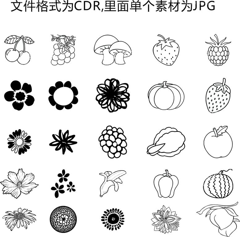 编号：68030110191920191228【酷图网】源文件下载-植物花朵水果简笔画