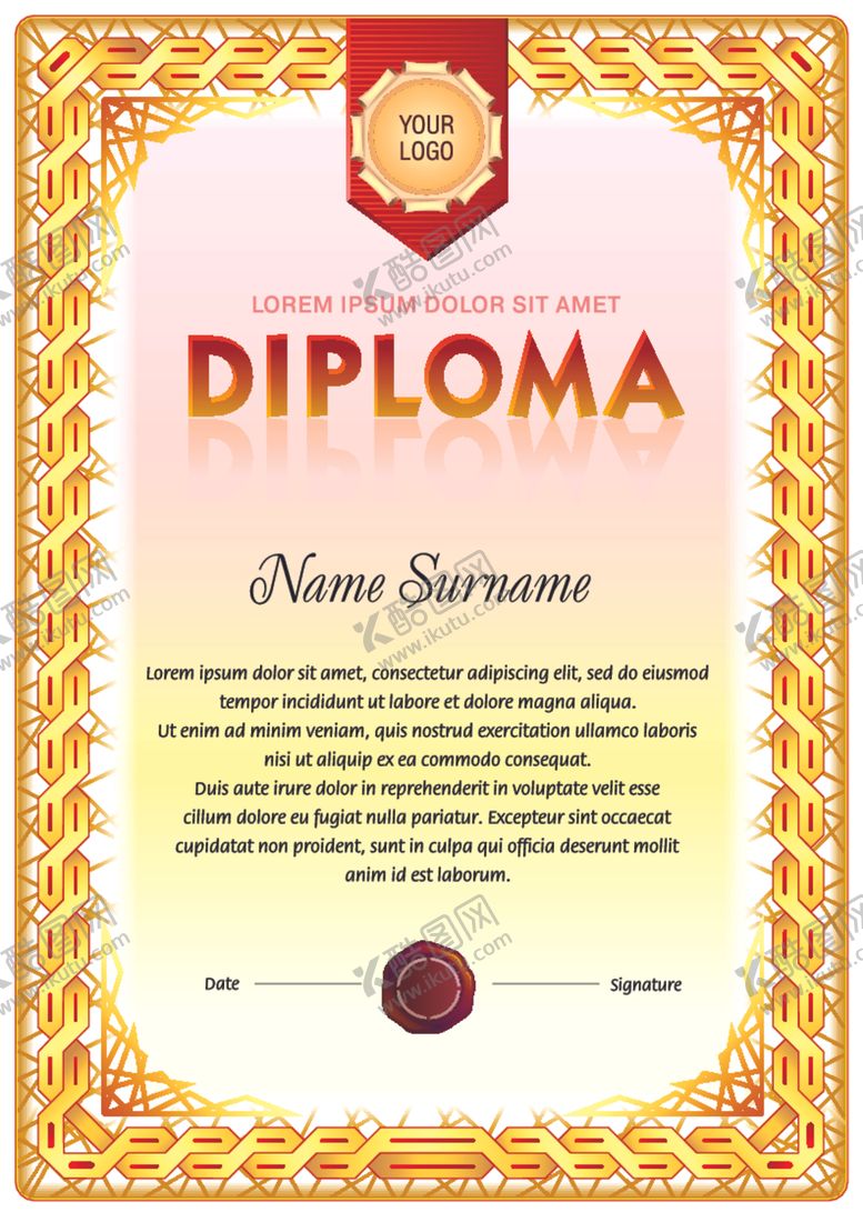 编号：37829909201831543387【酷图网】源文件下载-证书模板