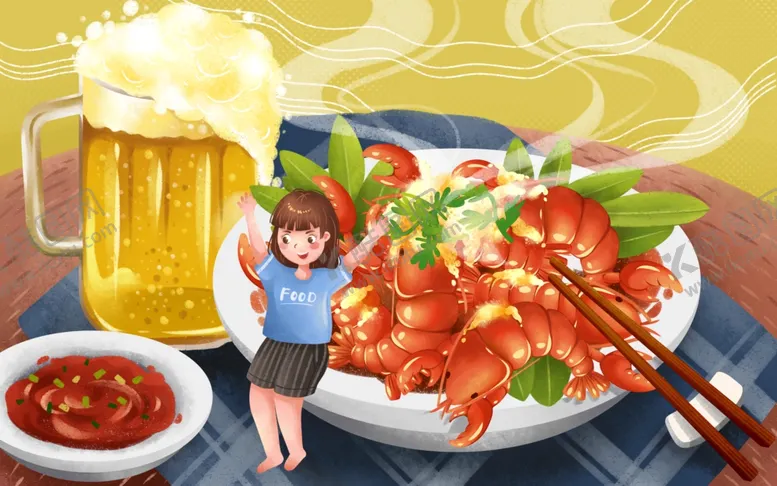 编号：49520302031649236883【酷图网】源文件下载-小龙虾啤酒