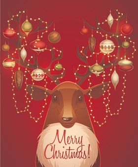 圣诞节麋鹿卡通可爱创意素材背景