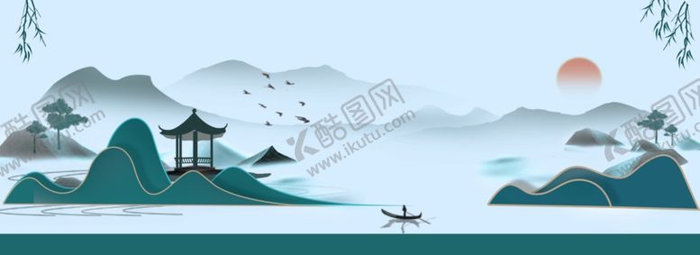 编号：37679206260815419729【酷图网】源文件下载-新中式山水鎏金仙鹤背景