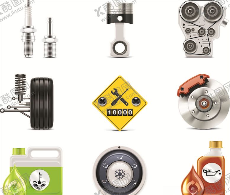 编号：16301310040629299102【酷图网】源文件下载-矢量汽车配件元素