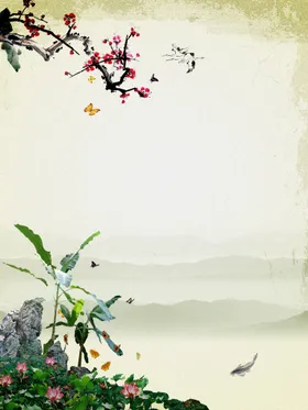 古风背景时尚山水画素材