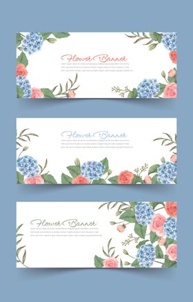 花卉装饰的空白横幅模板