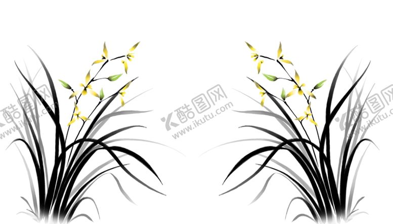 编号：46094501260030486586【酷图网】源文件下载-免扣水墨兰花
