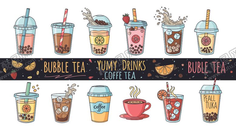 编号：20043704271455213071【酷图网】源文件下载-美味咖啡茶饮插画