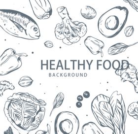 手绘健康食物背景矢量图