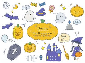 万圣节欢乐元素插画