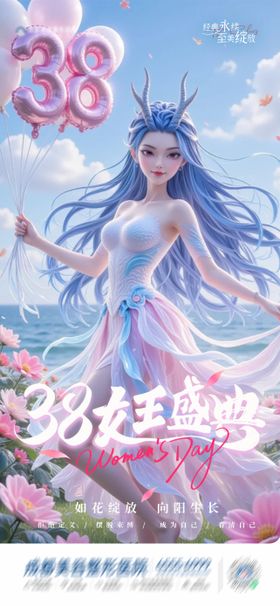 38妇女节插画海报