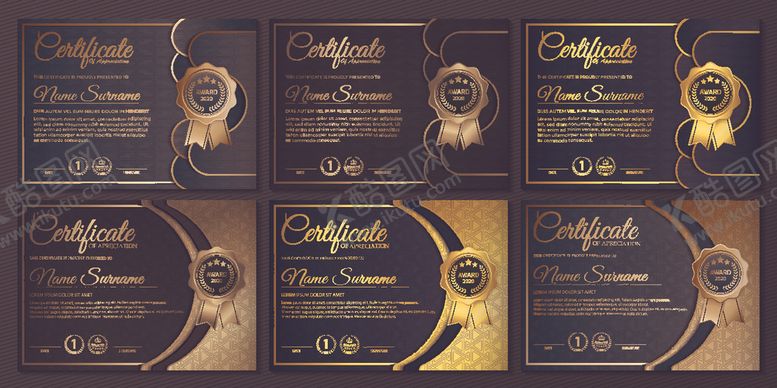 编号：45913904091906421328【酷图网】源文件下载-金色荣誉证书