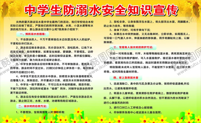 编号：30627202120001087521【酷图网】源文件下载-中学生防溺水安全知识宣传