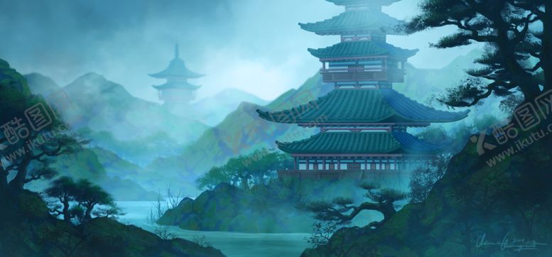 编号：55473206270802308474【酷图网】源文件下载-中国风大气插画场景