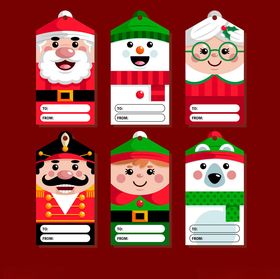 圣诞卡通人物礼品标签