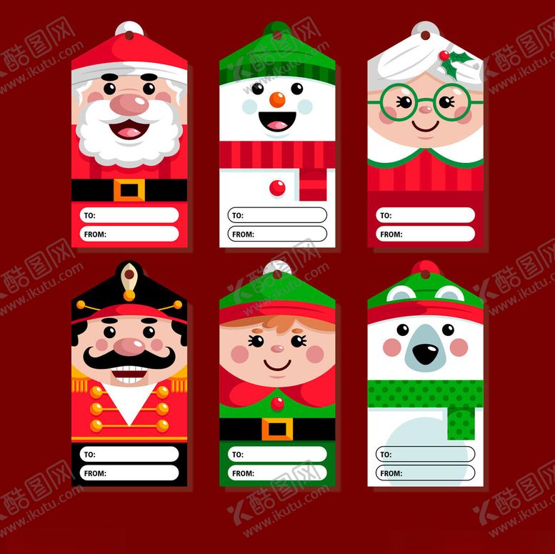 编号：37673412192335559217【酷图网】源文件下载-圣诞卡通人物礼品标签