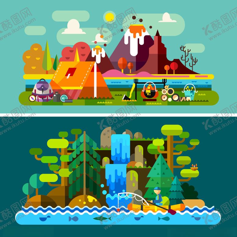编号：33573606292148243263【酷图网】源文件下载-户外自然风景插画场景