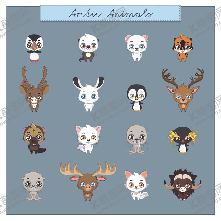 编号：40241010311842423480【酷图网】源文件下载-动物头像插画集