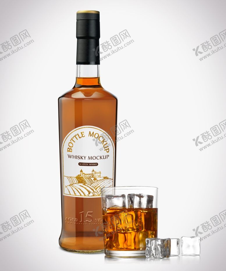 编号：88599010140134394040【酷图网】源文件下载-玻璃瓶洋酒包装样机