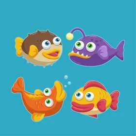 海洋生物底世界鱼类卡通底动