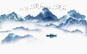 新中式水墨山水图片
