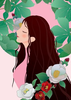 唯美女孩插画设计