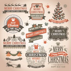 复古圣诞装饰元素集合
