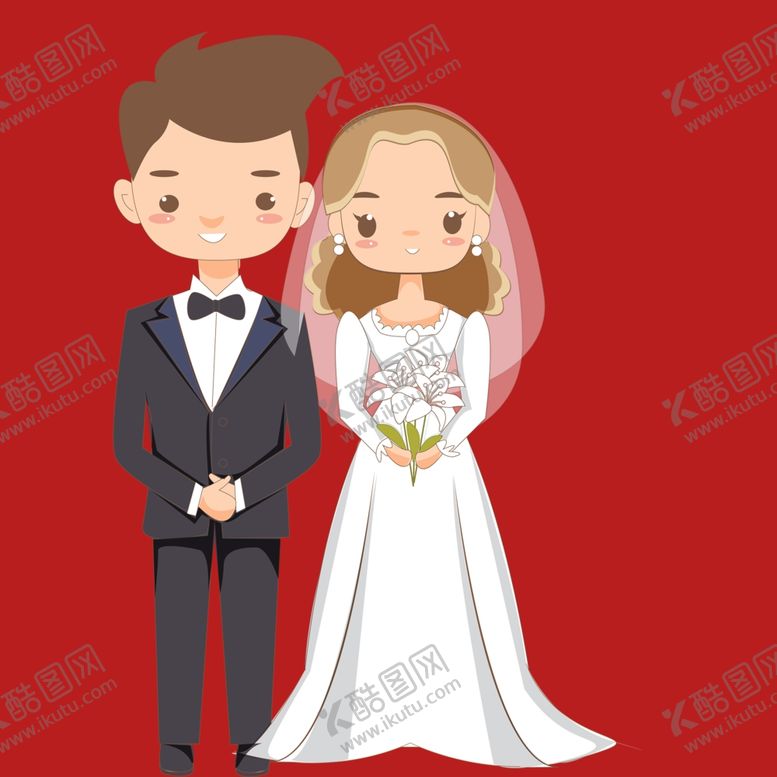 编号：64089802030038568355【酷图网】源文件下载-手绘结婚男女