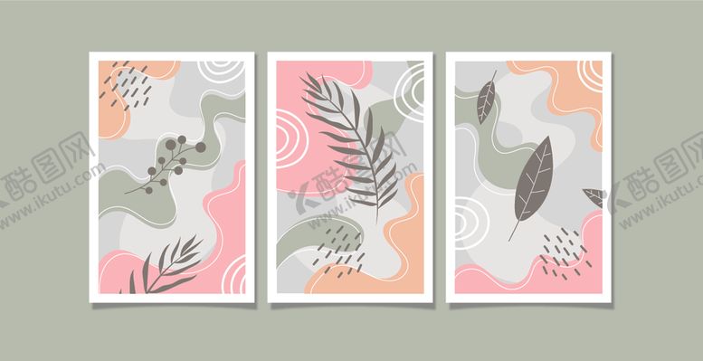 编号：50355810120030306378【酷图网】源文件下载-三幅植物装饰画组合