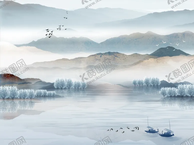 编号：21066106241905243337【酷图网】源文件下载-意境山水背景墙