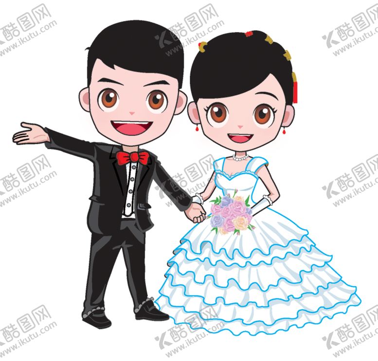 编号：97238410030630502187【酷图网】源文件下载-卡通新郎新娘