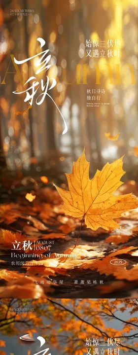 立秋秋分海报日简约系列