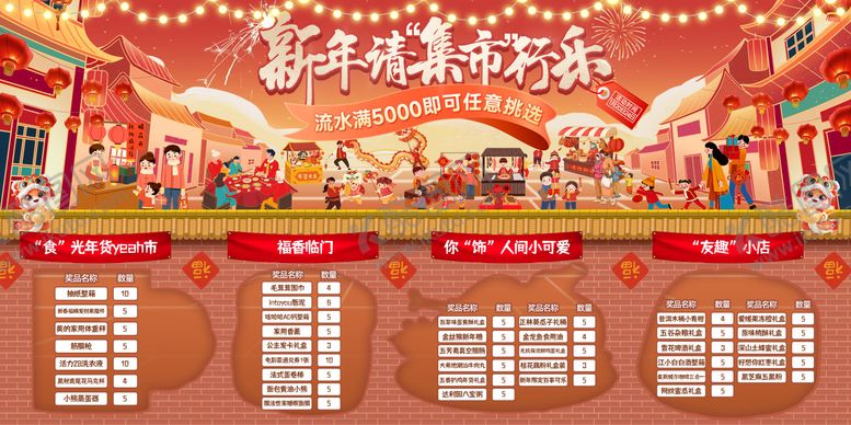 编号：16167012091557239032【酷图网】源文件下载-蛇年集市活动背景板