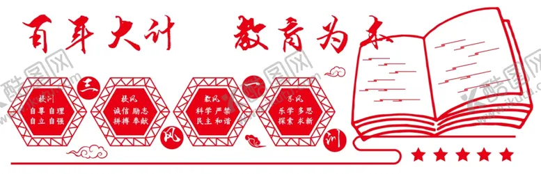 编号：96733307020332116754【酷图网】源文件下载-校园文化墙PSD元素