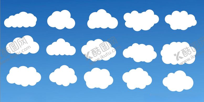 编号：75601110310307522746【酷图网】源文件下载-蓝色背景上的白色云朵