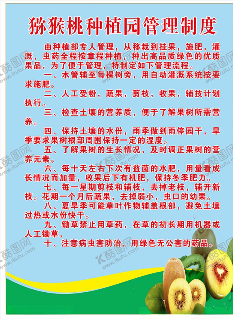 编号：10088110220808137085【酷图网】源文件下载-猕猴桃种植园管理制度