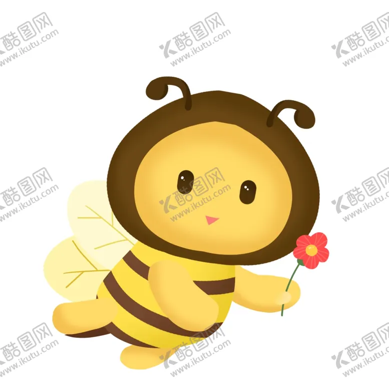 编号：91391305052121231410【酷图网】源文件下载-拿着小红花的小蜜蜂插画
