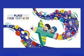 儿童欢乐飞行冒险插画