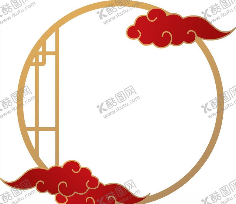 编号：47592205121002093686【酷图网】源文件下载-新年红色祥云边框